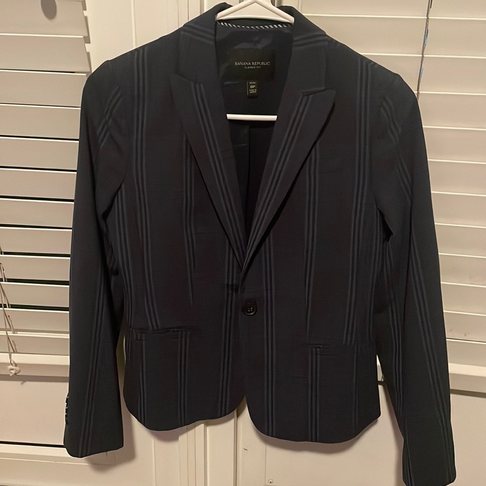 Banana Republic Navy Blue Plaid Blazer